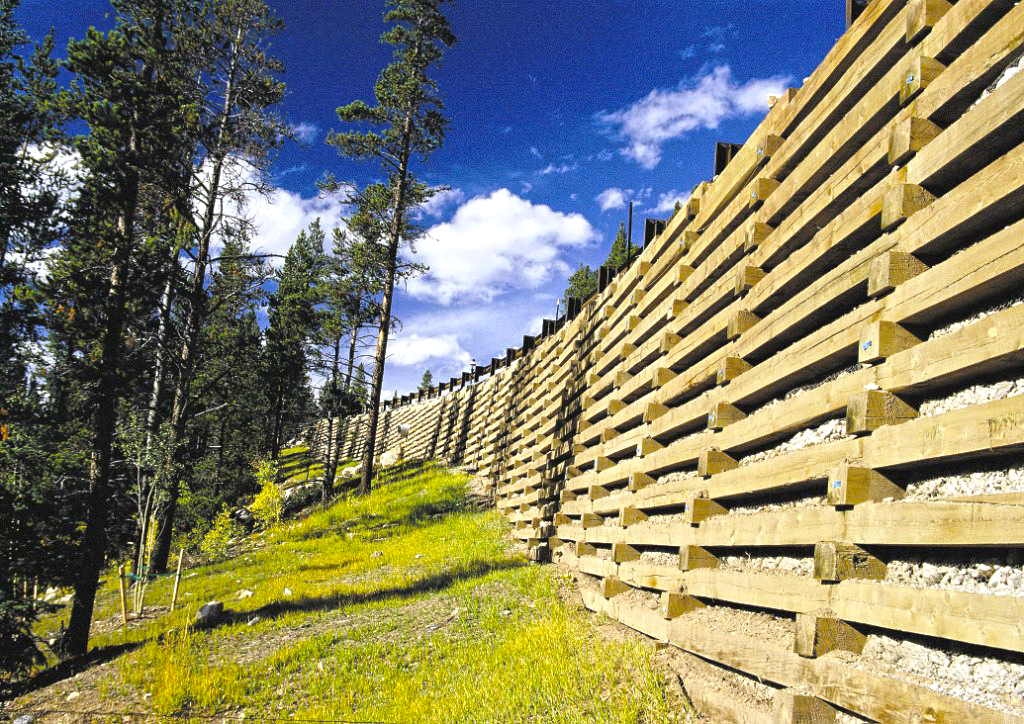 “Treated timber retaining wall in New Zealand”